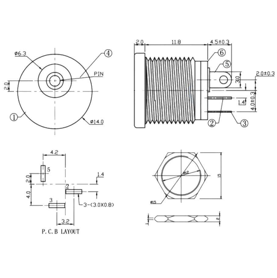 IC-258 DC Jak 2.5mm Somunlu Ø12mm