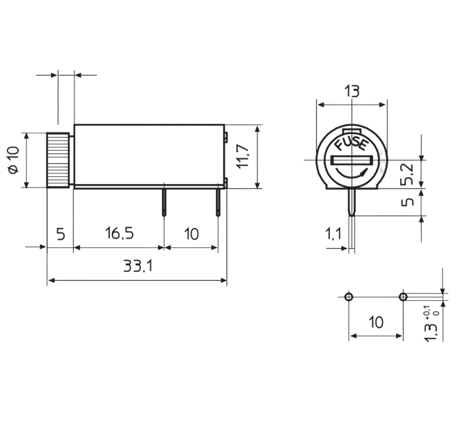 IC-235B Sigorta Yuvası 5x20mm 90° PCB