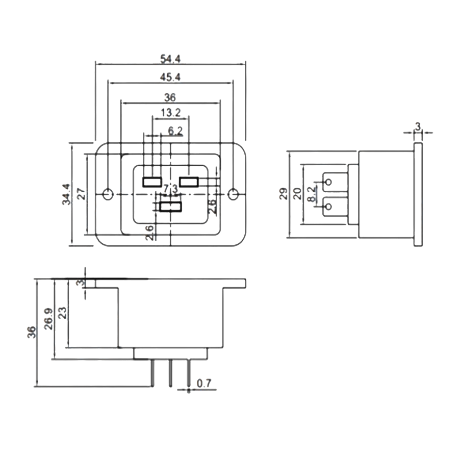 IC-215A2 C19 Power Şase Dişi Kulaklı AC-06A