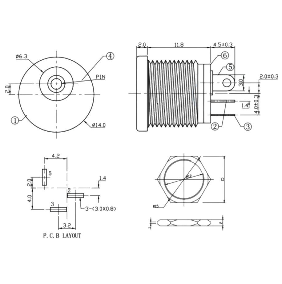 IC-257 DC Jak 2.1mm Somunlu Ø12mm