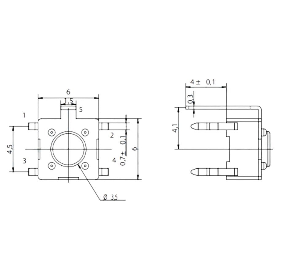 IC-200 Tact Switch 6x6 3,5mm Şaseli