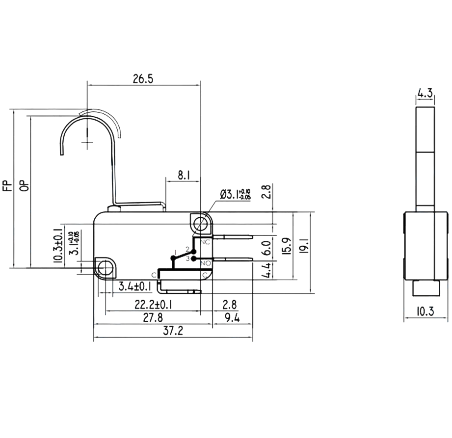 IC-170-2 Micro Switch Orta Kanca 3A