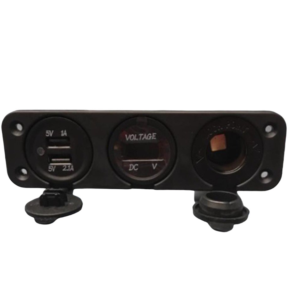 VOLTMETRE + ÇAKMAK GİRİŞİ + 2Lİ USB + 3LÜ KULAK  PANO TİP 28MM