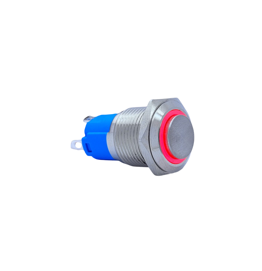 E19 16MM METAL BUTON KALICILI 12-24V KIRMIZI LED 1NO/1NC
