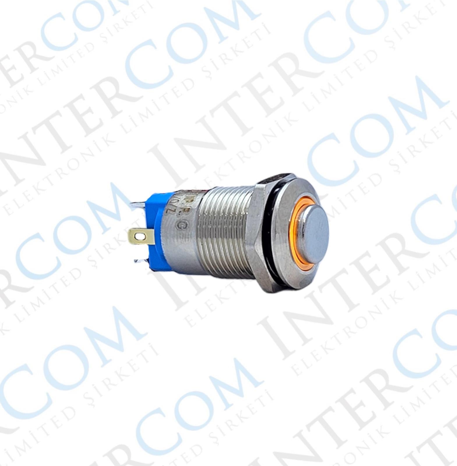 12MM KALICILI LEDLİ METAL BUTON - 1NO - IP67
