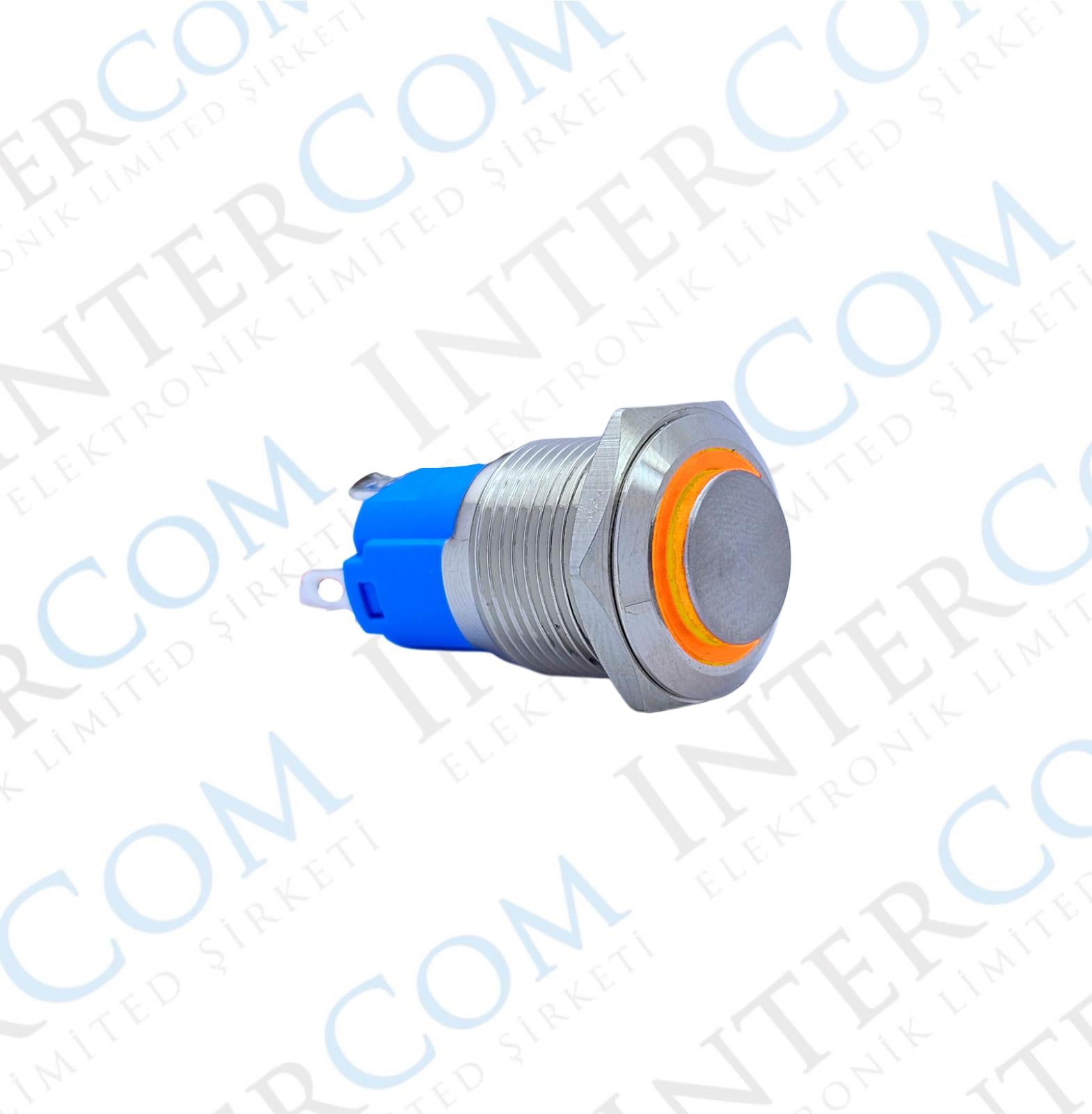 E23 16MM METAL BUTON KALICILI 12-24V TURUNCU LED 1NO/1NC