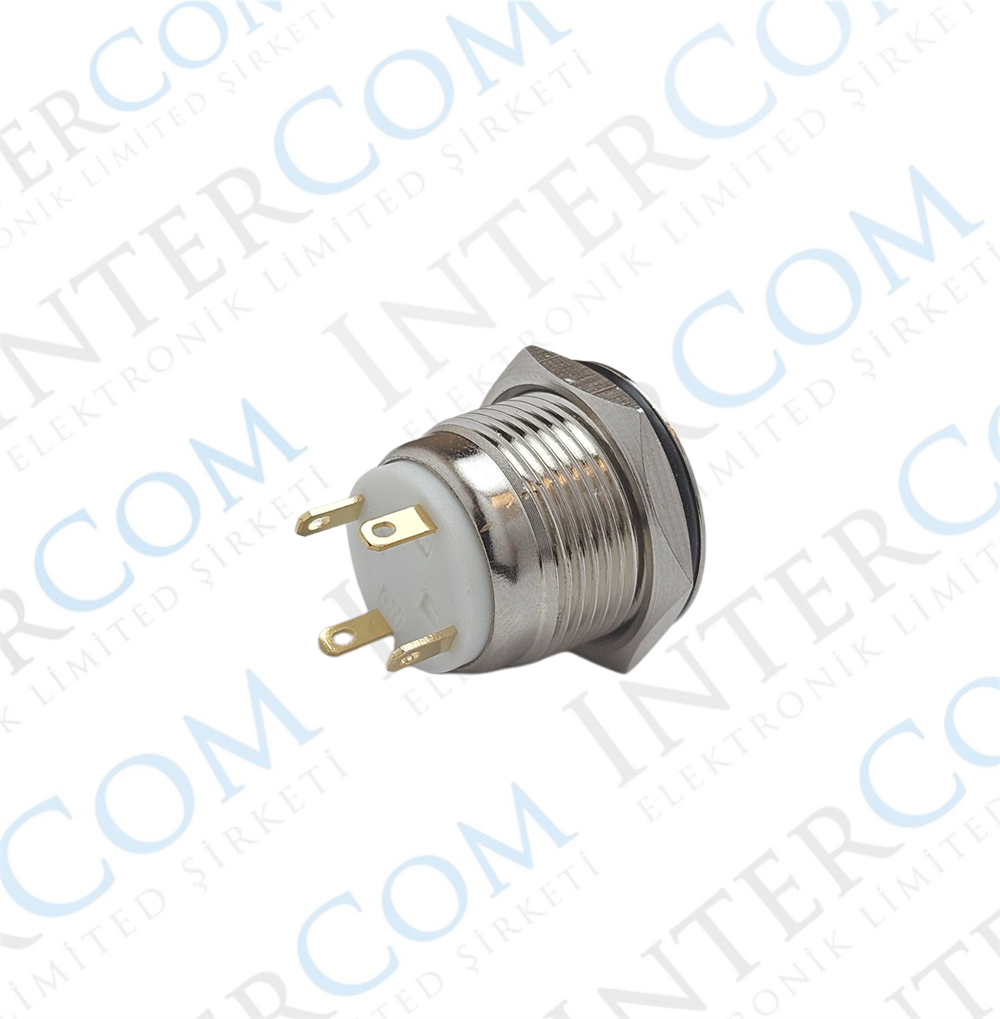 E34 16MM METAL BUTON YAYLI 12-24V KIRMIZI LED 1NO