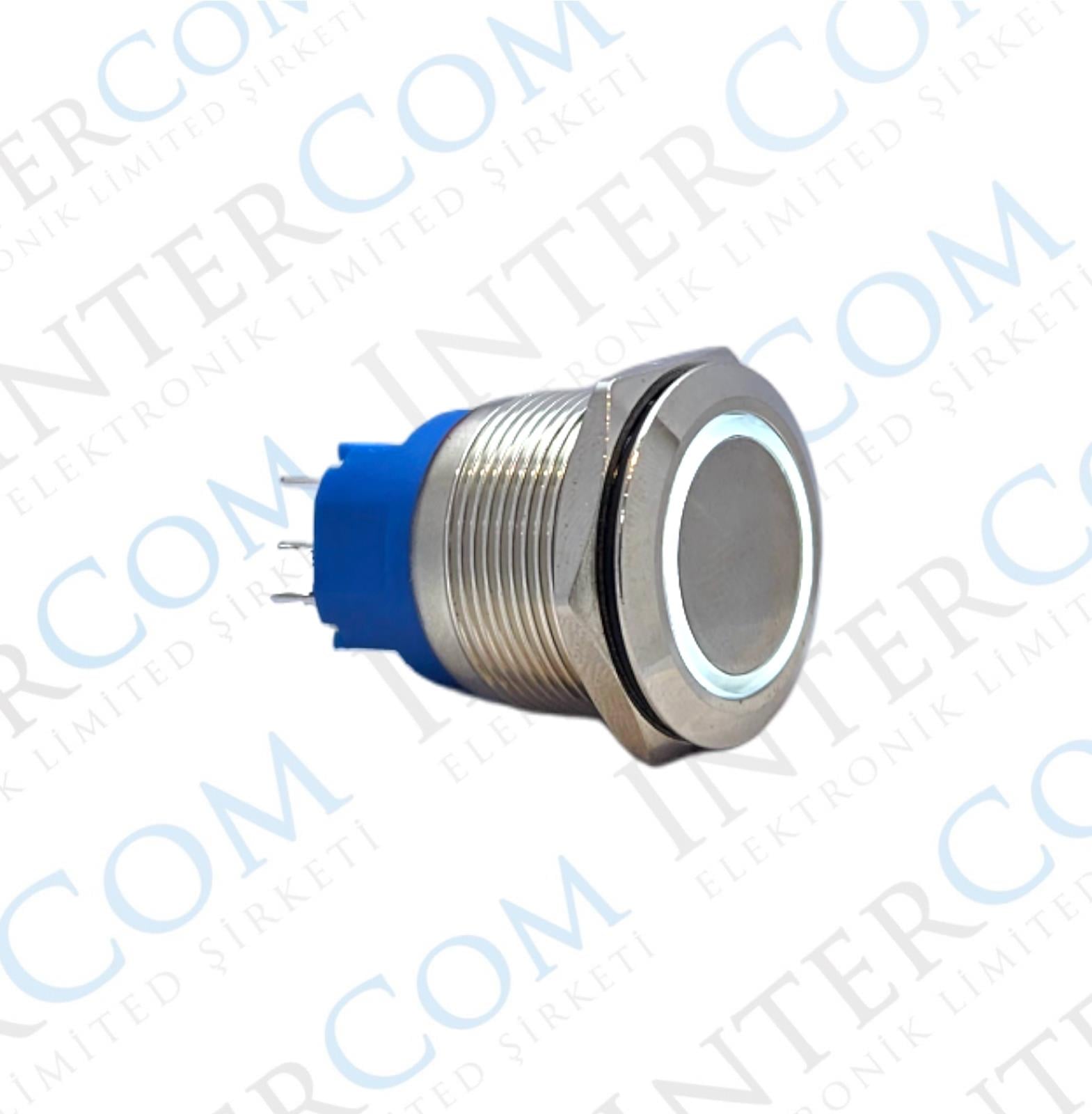 E88 22MM METAL BUTON KALICILI 12-24V BEYAZ LED 1NO/1NC
