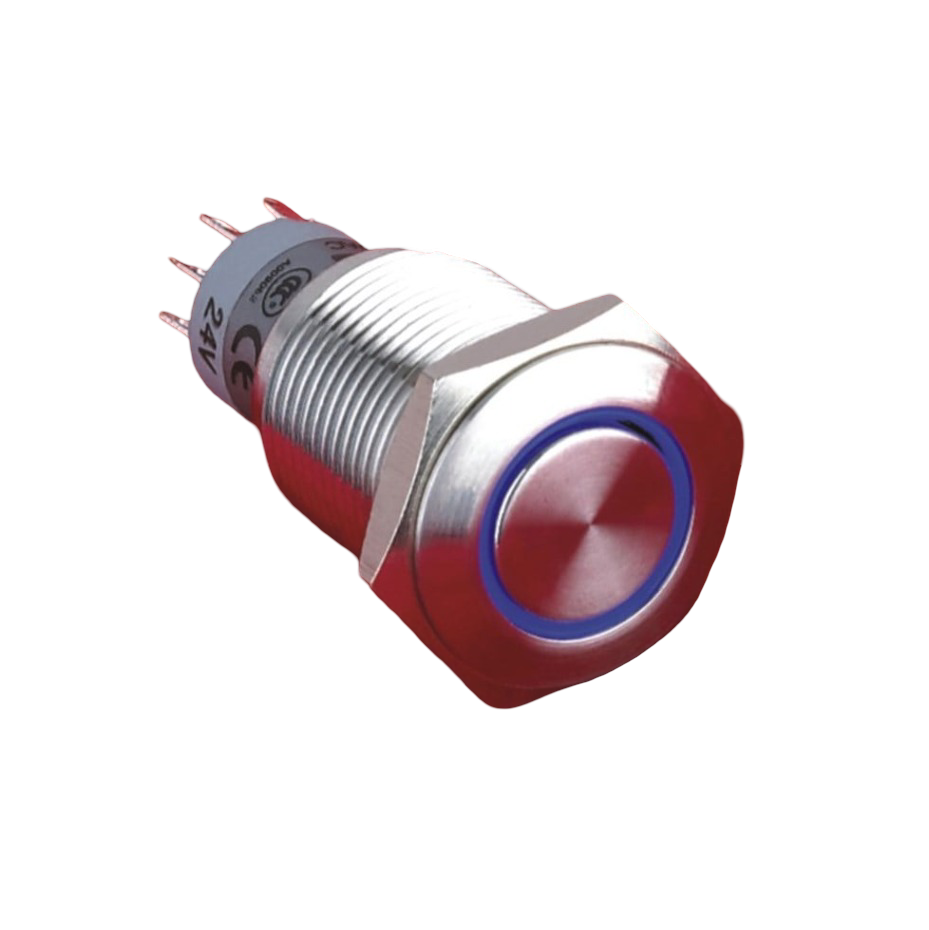 16mm Metal LED'li Kalıcı Buton IP67 LAS2-GQH-11ZE