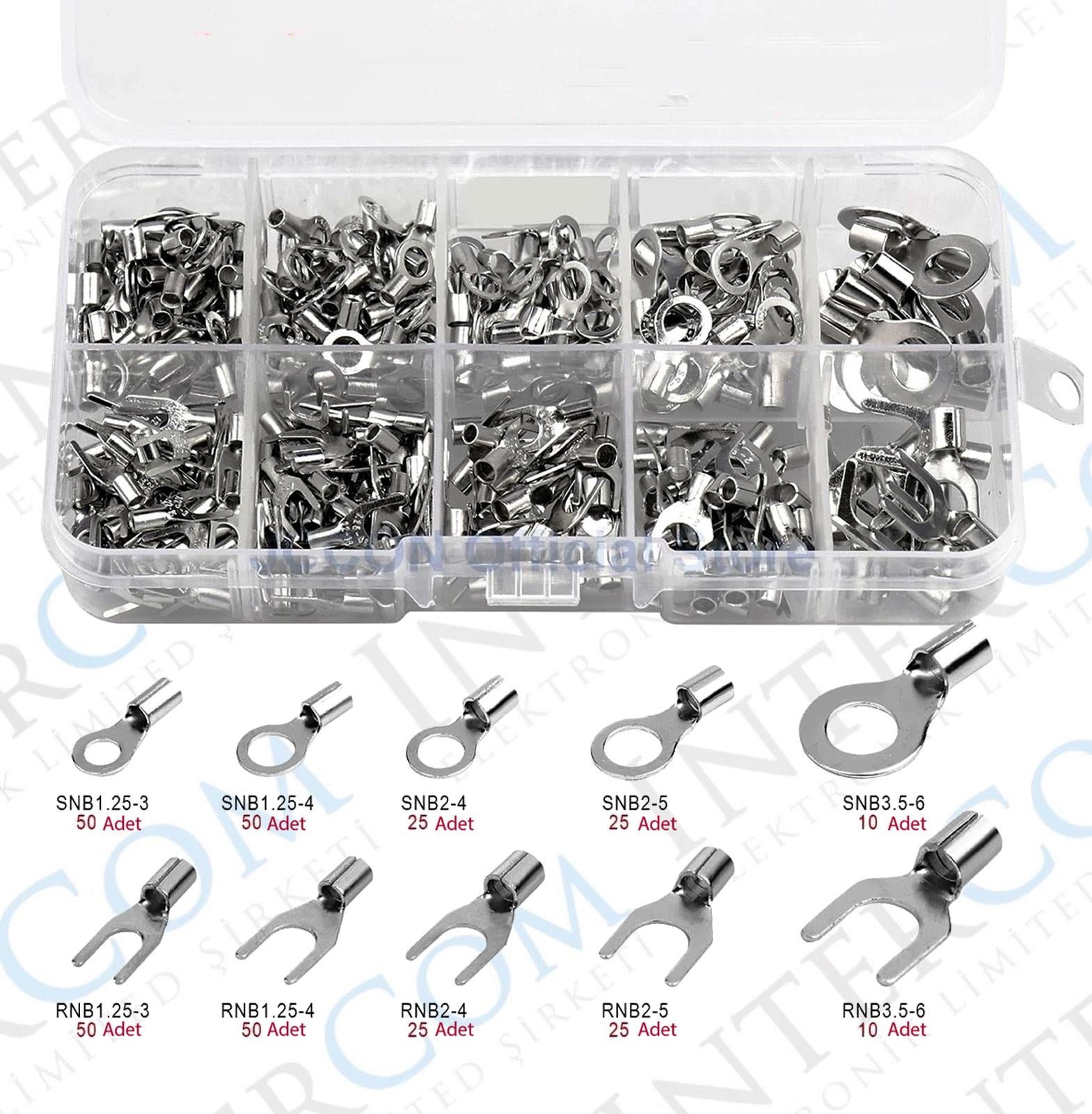 IC-274E-2 KUTULU HALKA VE ÇATAL TİP İZOLESİZ KABLO TERMİNALİ SETİ 320 PARÇA 5 BOY