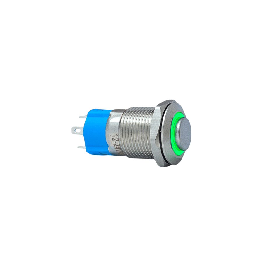 12MM KALICILI LEDLİ METAL BUTON - 1NO - IP67