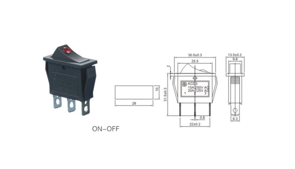 IC-113A Dar Nokta Işıklı Anahtar ON-OFF 