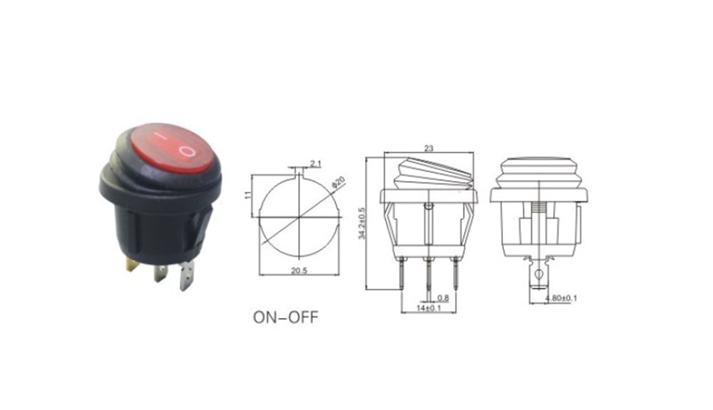 IC-131W 220 Volt Yuvarlak Işıklı Anahtar Su Geçirmez