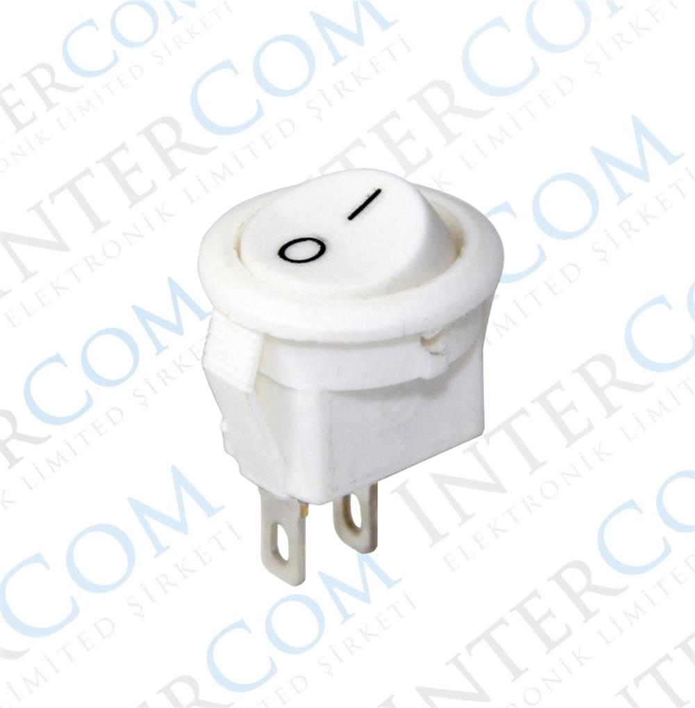 IC-134E Mini Yuvarlak Anahtar Beyaz ON-OFF 2P