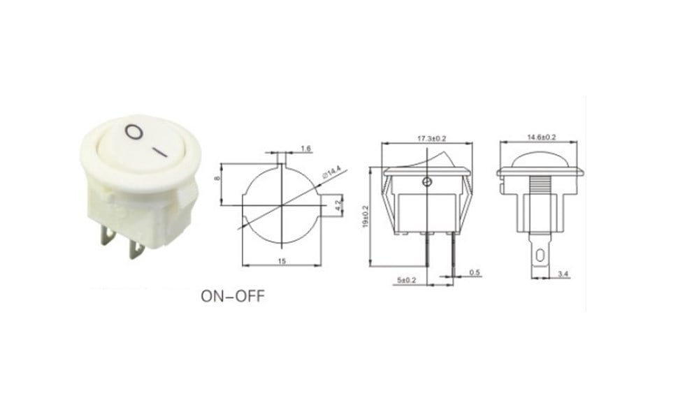 IC-134E Mini Yuvarlak Anahtar Kırmızı Işıksız ON-OFF 2P