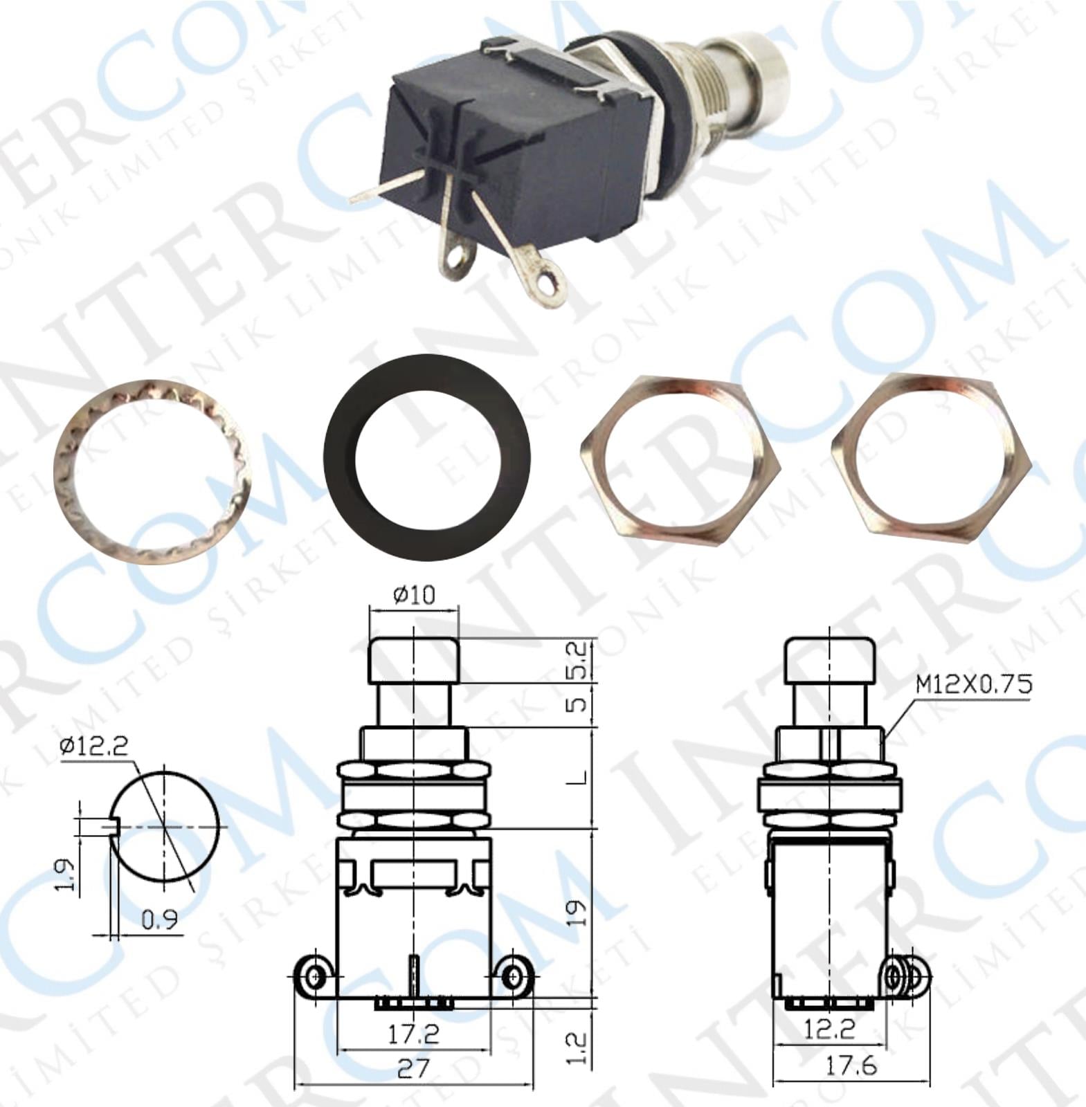 IC-148J-3 Pedal Switch Kalıcılı 3P Ø12mm PBS-24-102