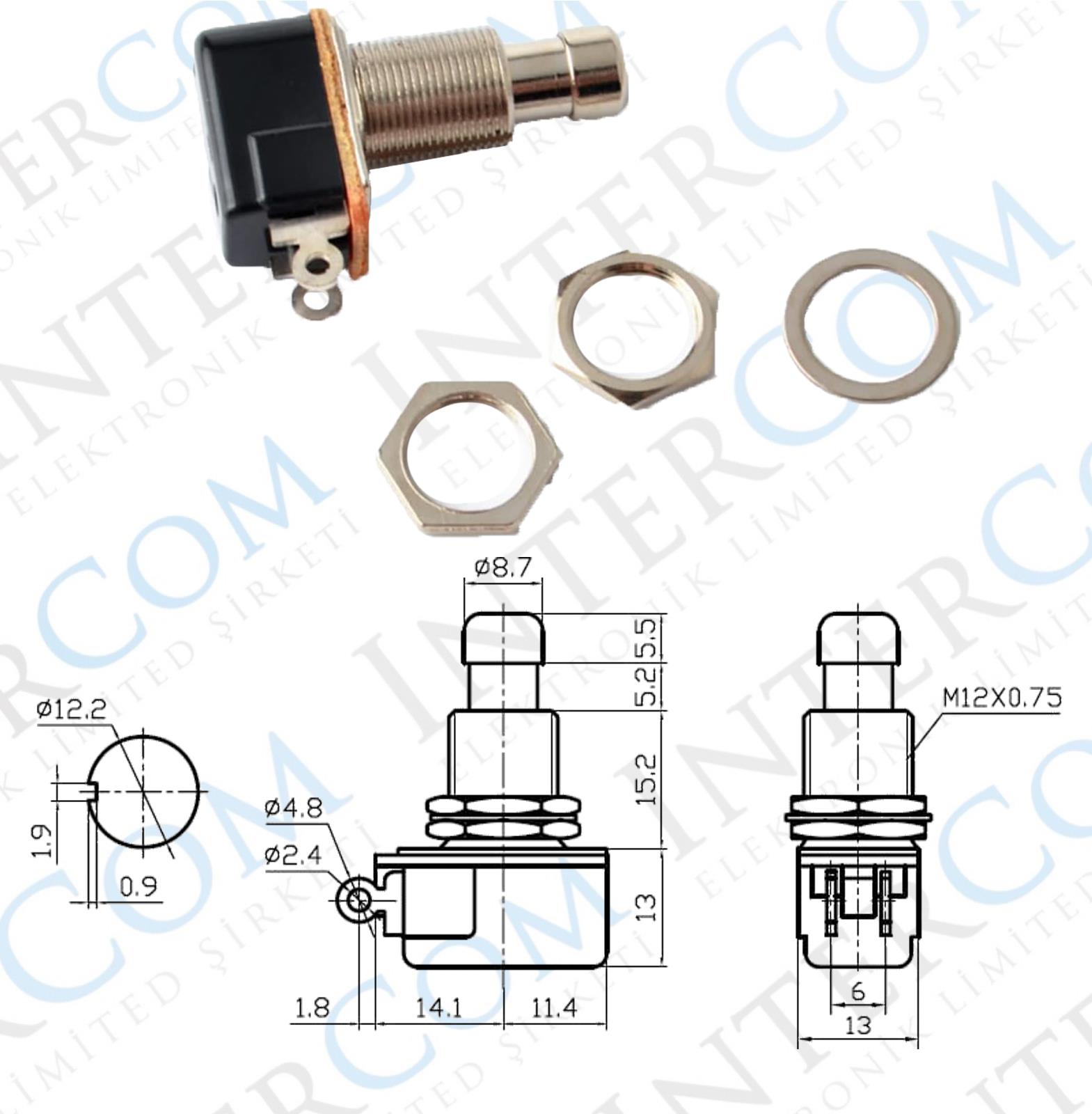 IC-148J Pedal Switch Yaylı Ø12mm  PBS-24B-4SW