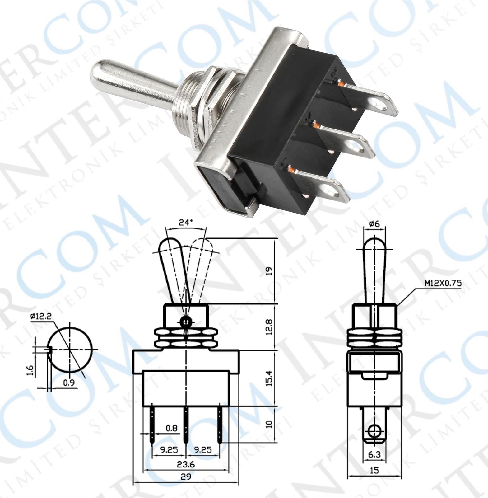 IC-151E-1 Metal Geçişli Anahtar 25 AMPER ON-OFF