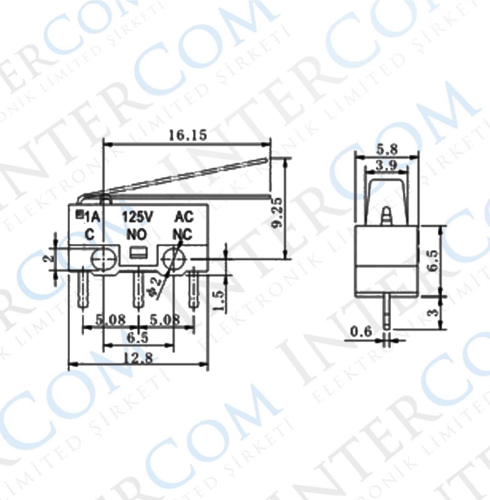 IC-162A Micro Switch Mini Uzun Paletli KW10-Z2P