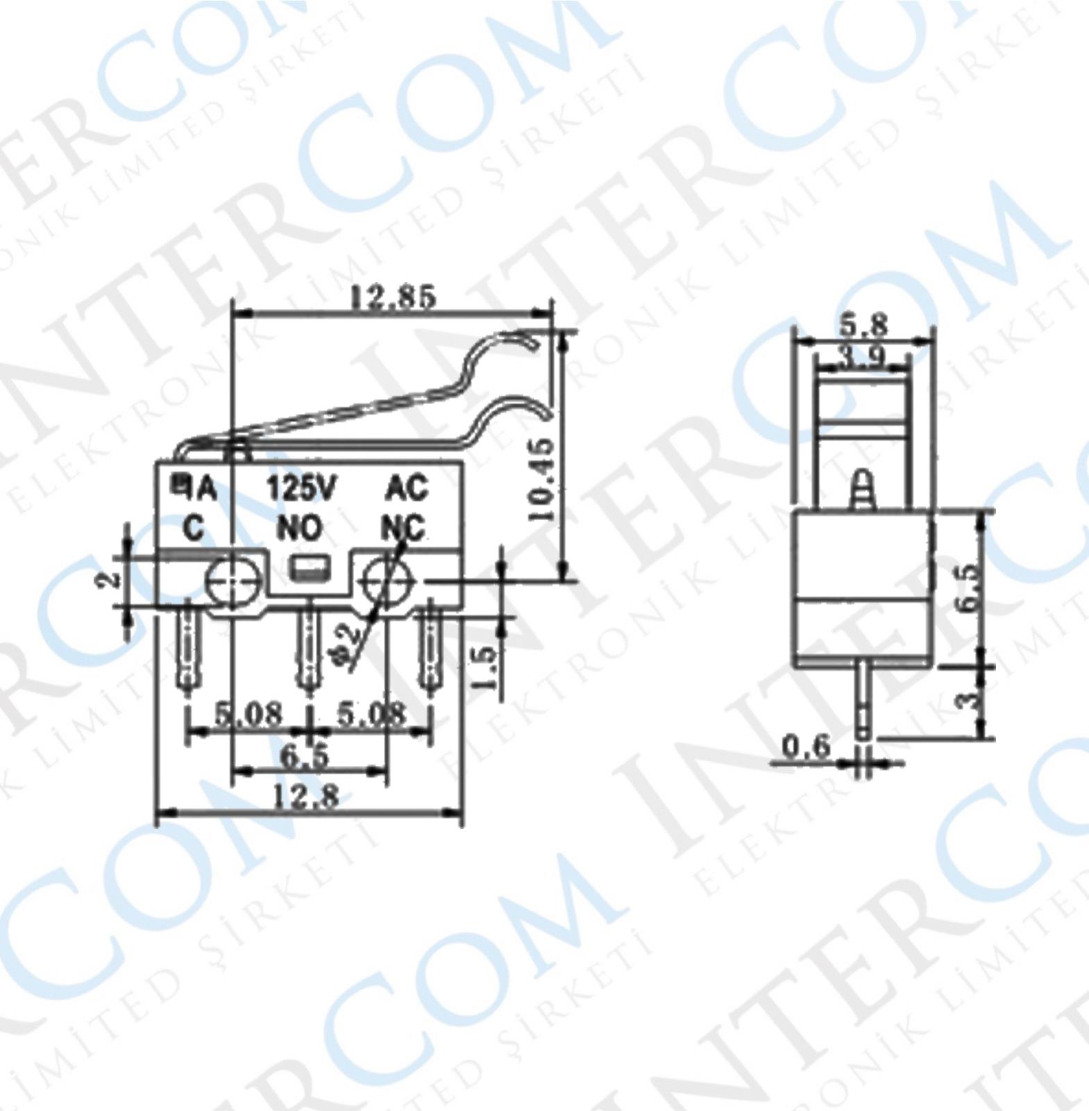 IC-162B Micro Switch Mini Kıvrık Paletli KW10-Z3P