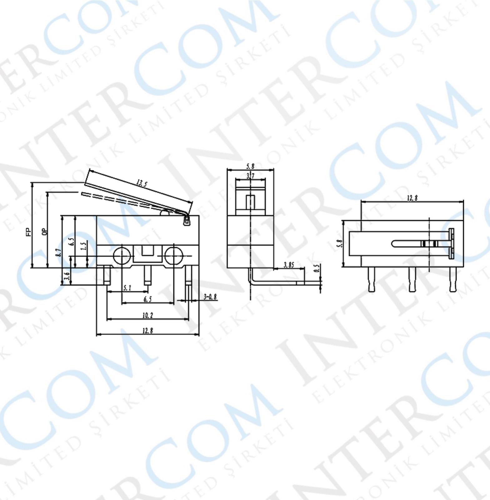 IC-162D Micro Switch Mini Paletli 90°