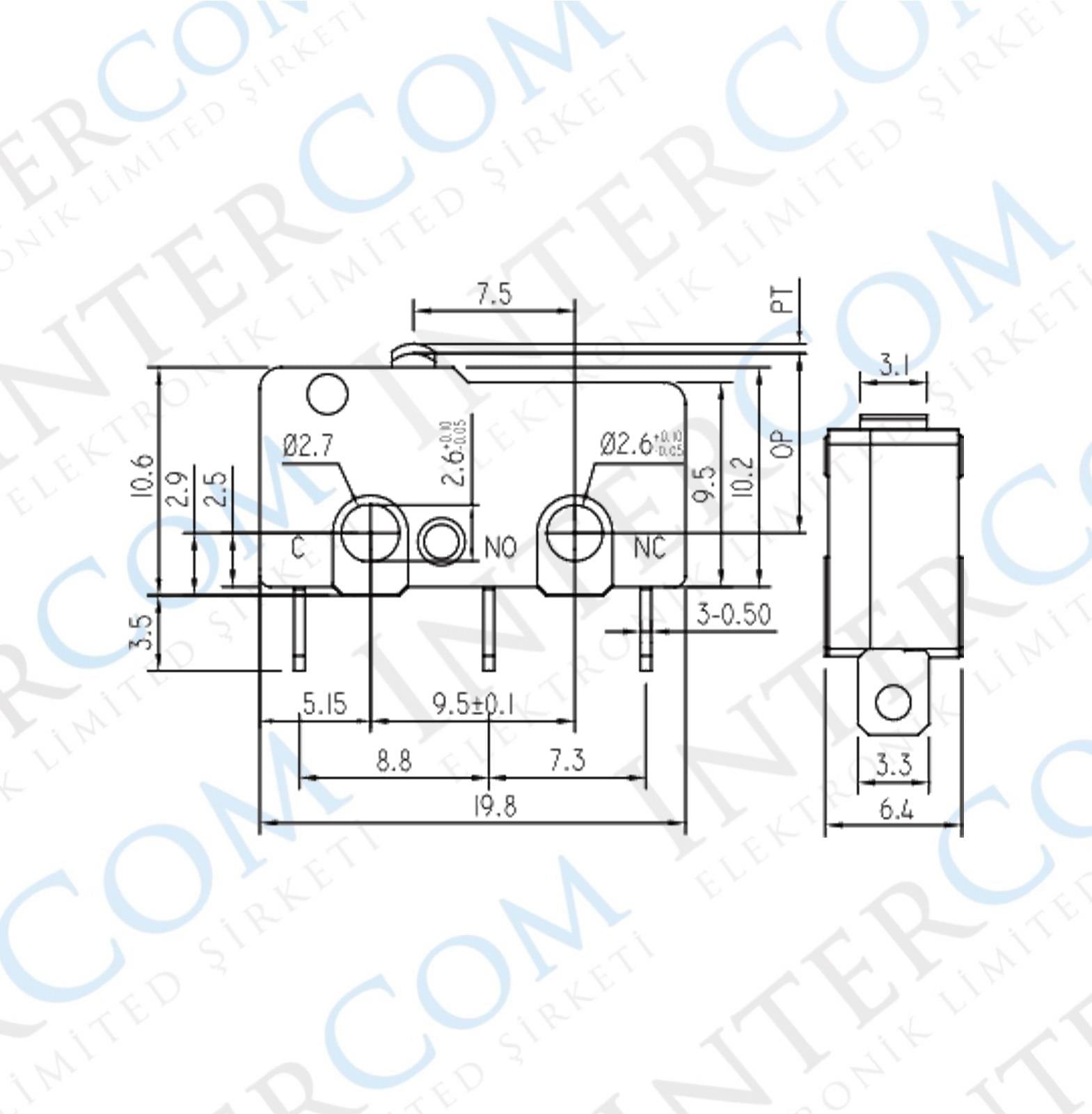IC-163-2 Micro Switch Lehim Bacak Paletsiz KW4-Z1F