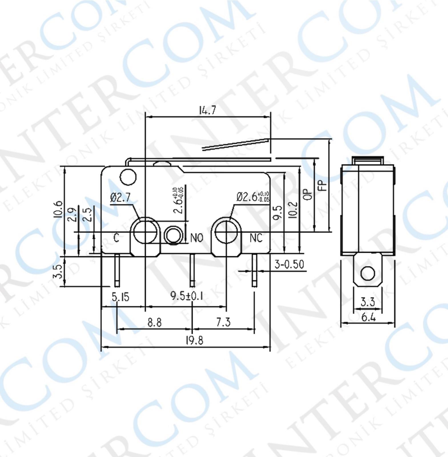 IC-163 Micro Switch Lehim Bacak Paletli KW4-Z2F