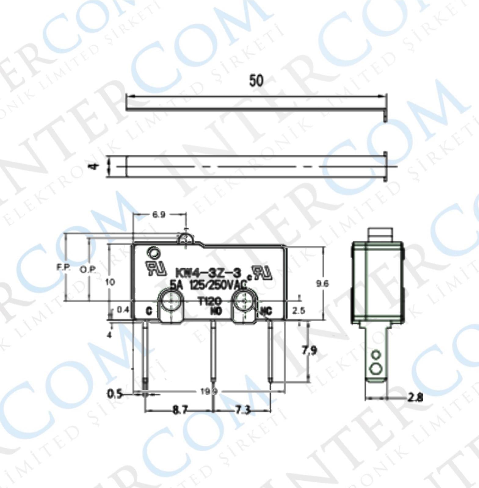 IC-165 Micro Switch Lehim Uzun Bacak Uzun Paletli KW4-ZDF