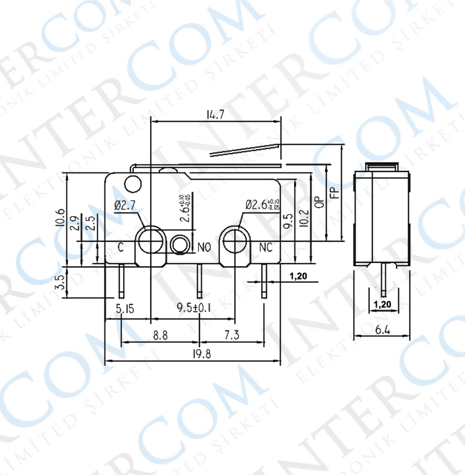 IC-166 Micro Switch İğne (PCB) Bacak Paletli