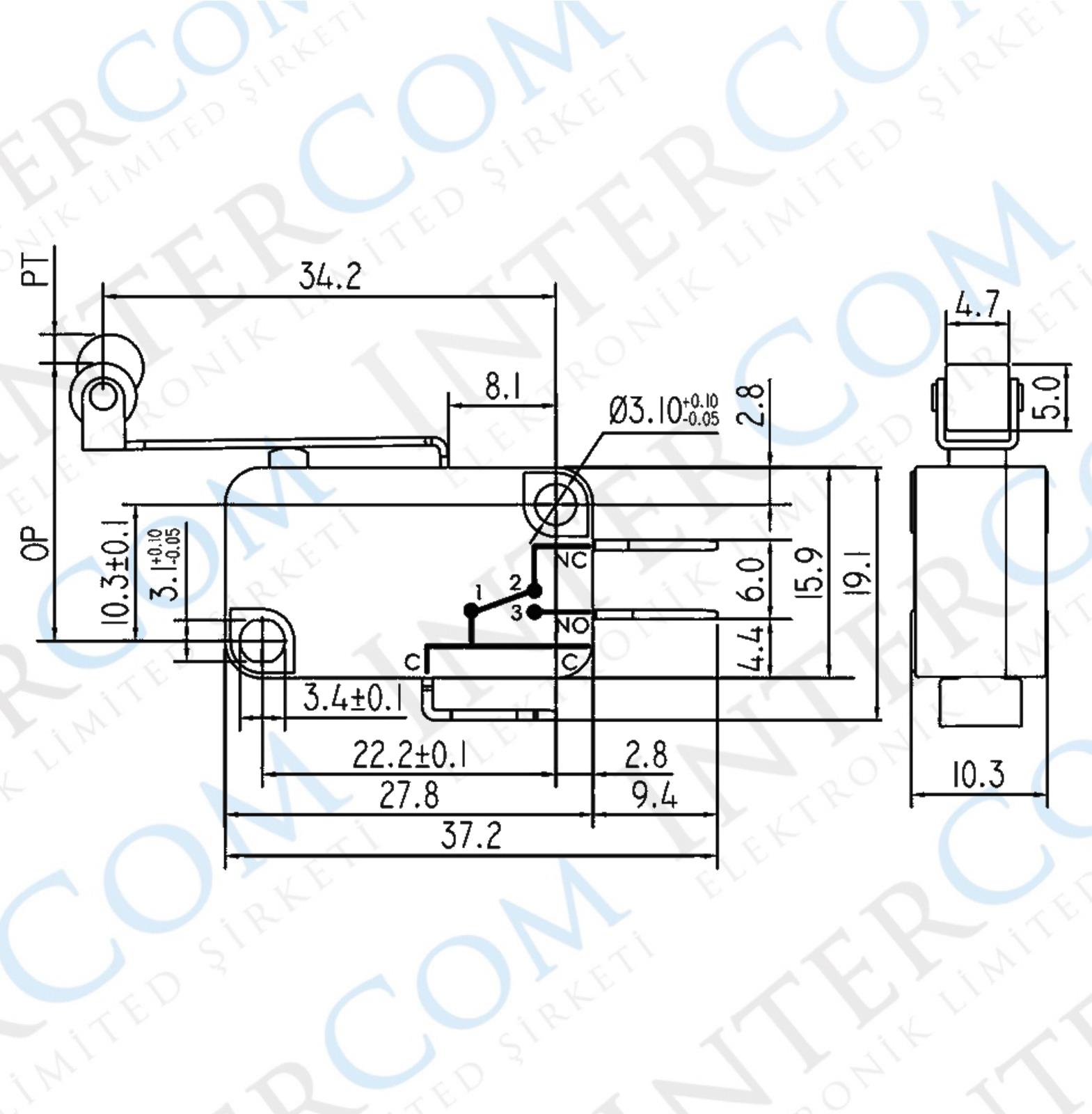 IC-171 Micro Switch Uzun Makaralı 3A