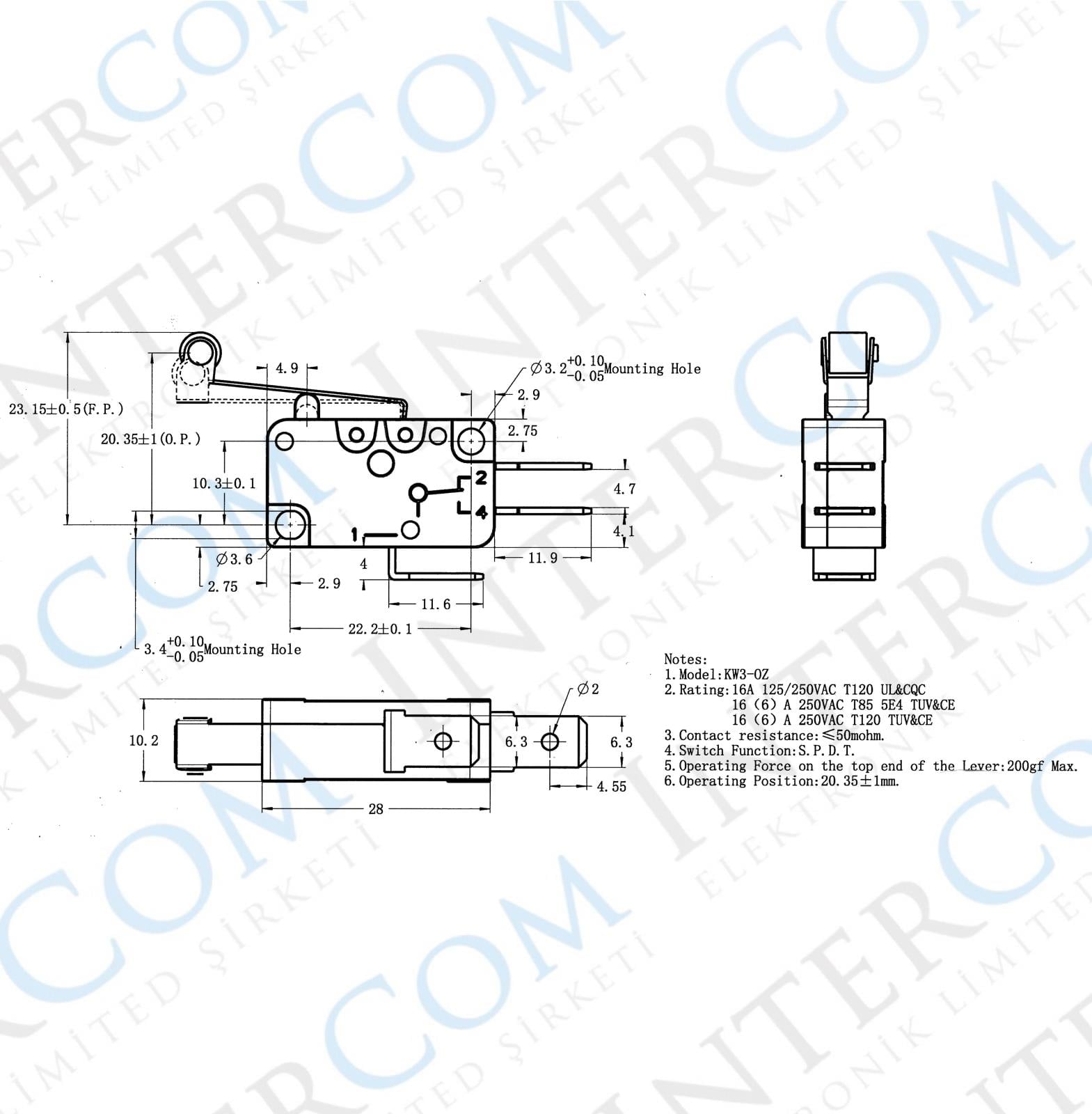 IC-174 Micro Switch Uzun Makara 16A - Ekonomik