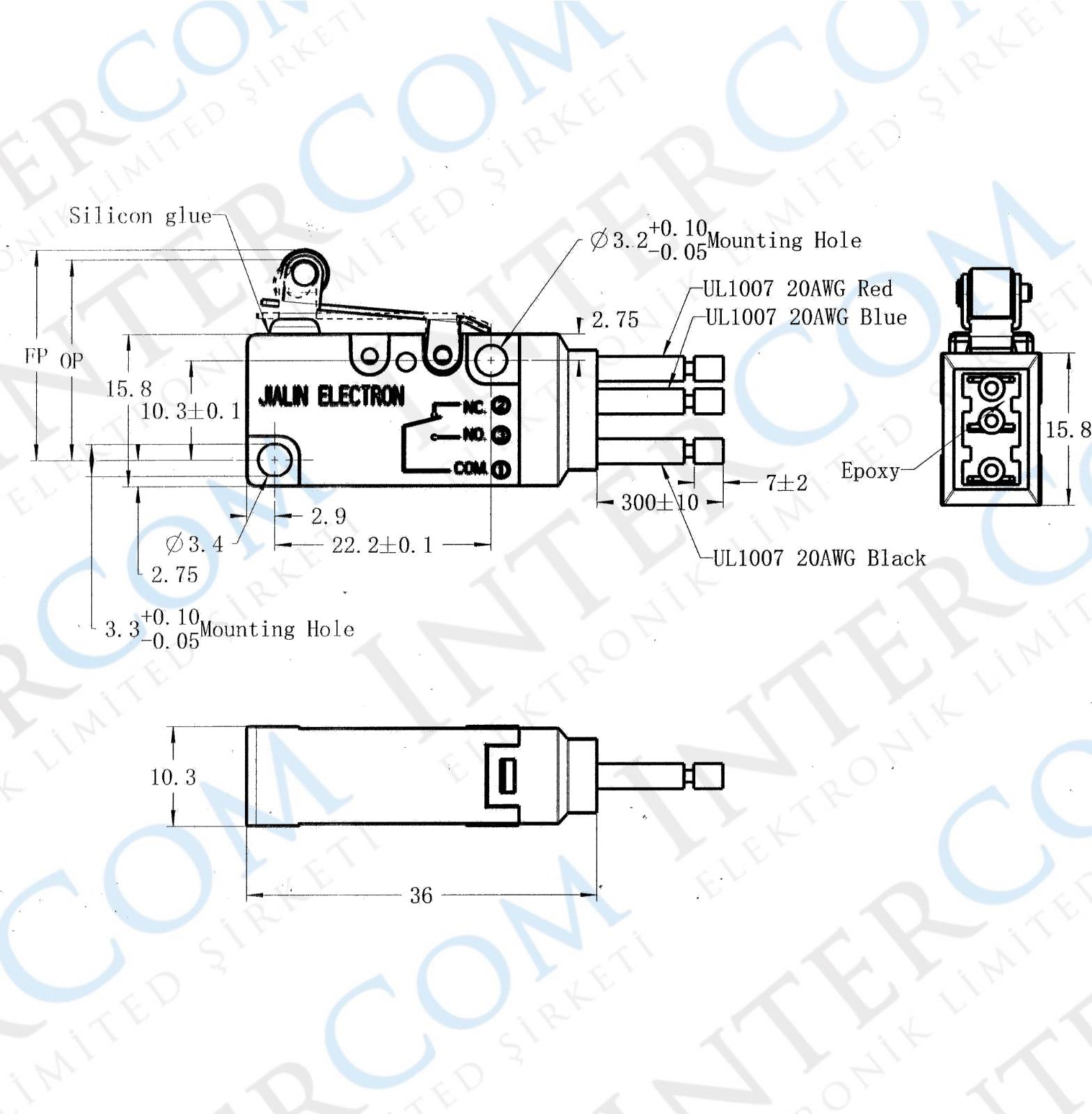 IC-175W Micro Switch Kablolu Su Geçirmez - Kısa Makara 10A