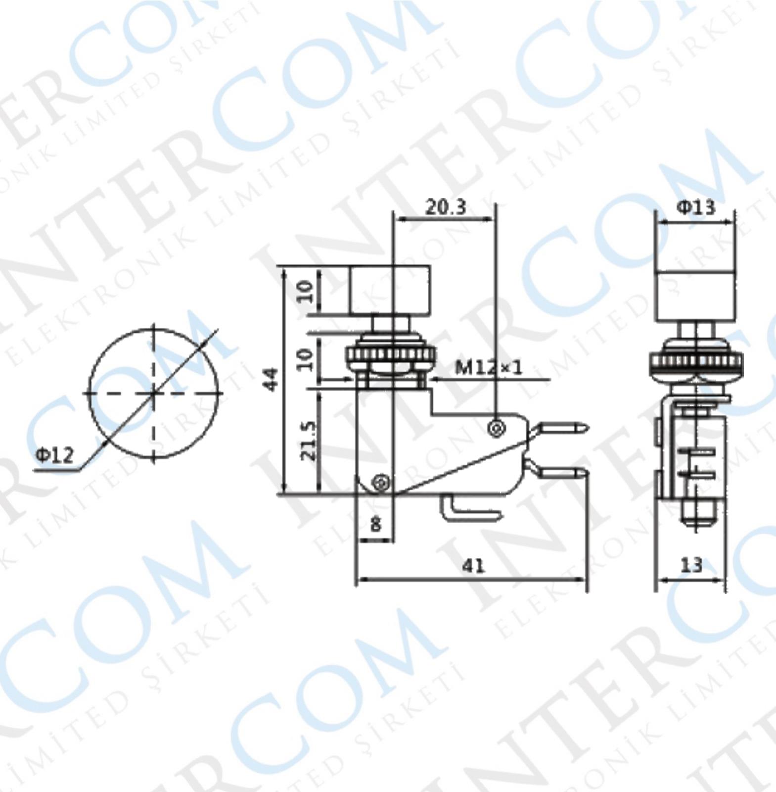 IC-176E Micro Switch Kırmızı Butonlu Ø12mm