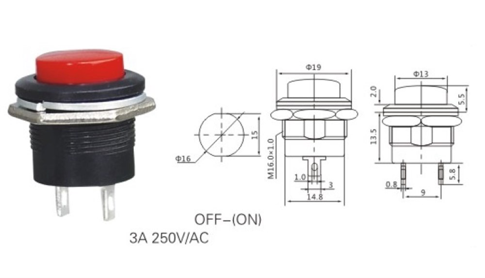 IC-180A Buton Ø16mm r13-507