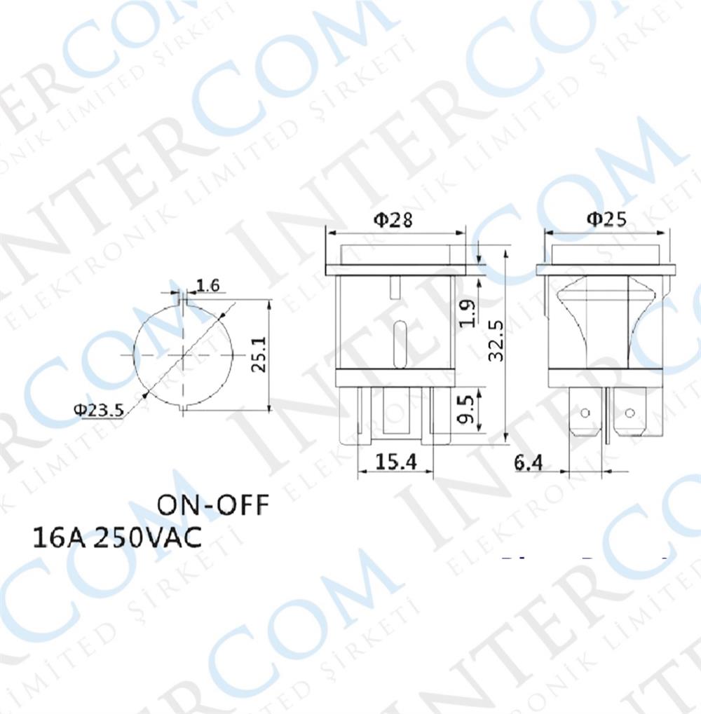 IC-180G Anahtar Basmalı 4P Kalıcı Yuvarlak 25mm PS18-16N-2