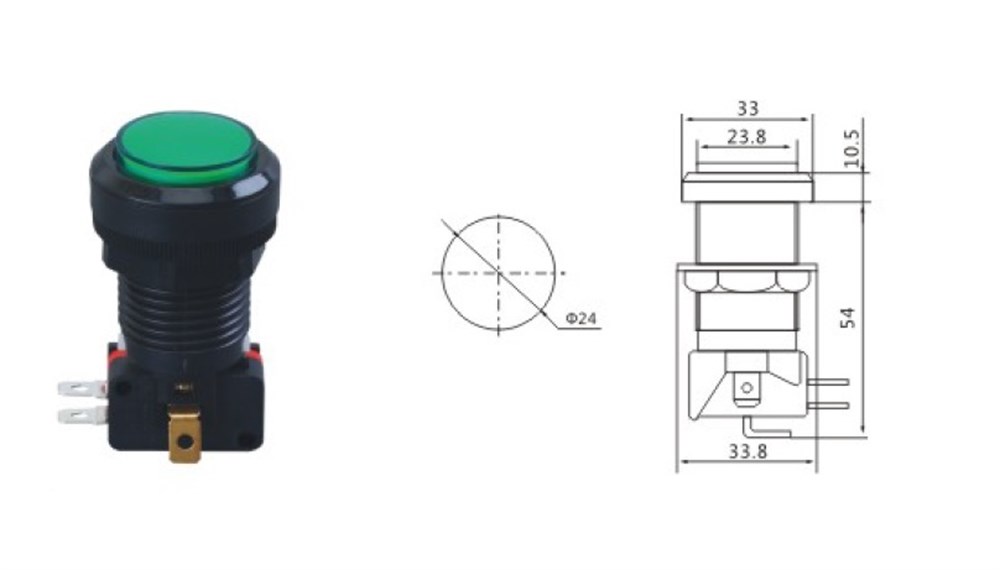 IC-180J-1 Atari Butonu 24mm 12V LEDli Kafa 32mm