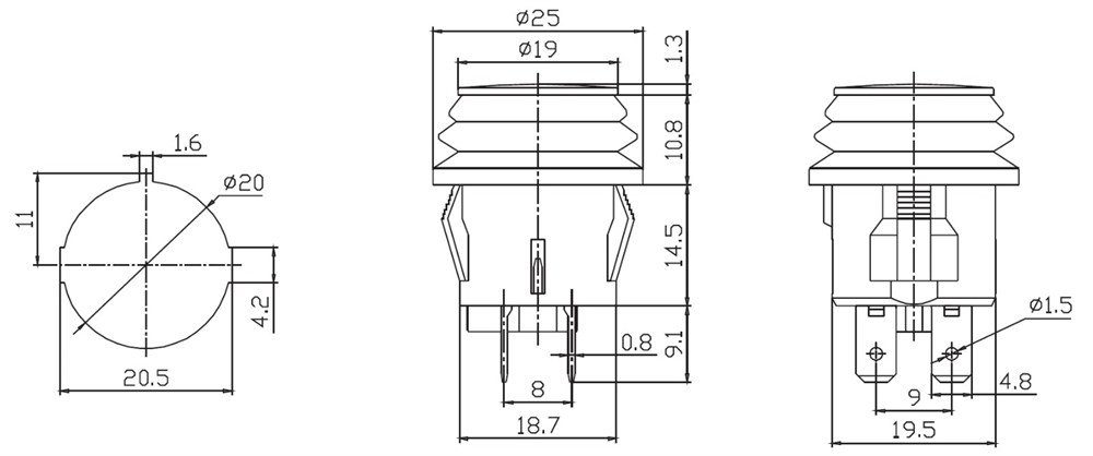 IC-180W BASMALI YUVARLAK IŞIKLI KALICI ANH. 20A 12V DC KÖRÜKLÜ KIRMIZI ASW-29D