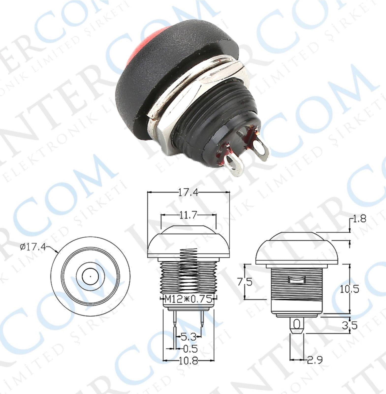 IC-184-0 Buton Ø12mm PBS33B - Ekonomik