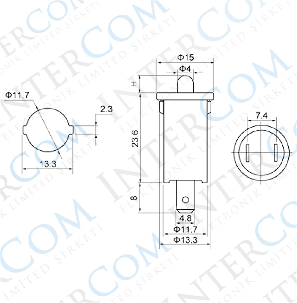 IC-187A Kapak Switch Ø12mm (Ters) Normalde Kapalı Kontak PBS-25B