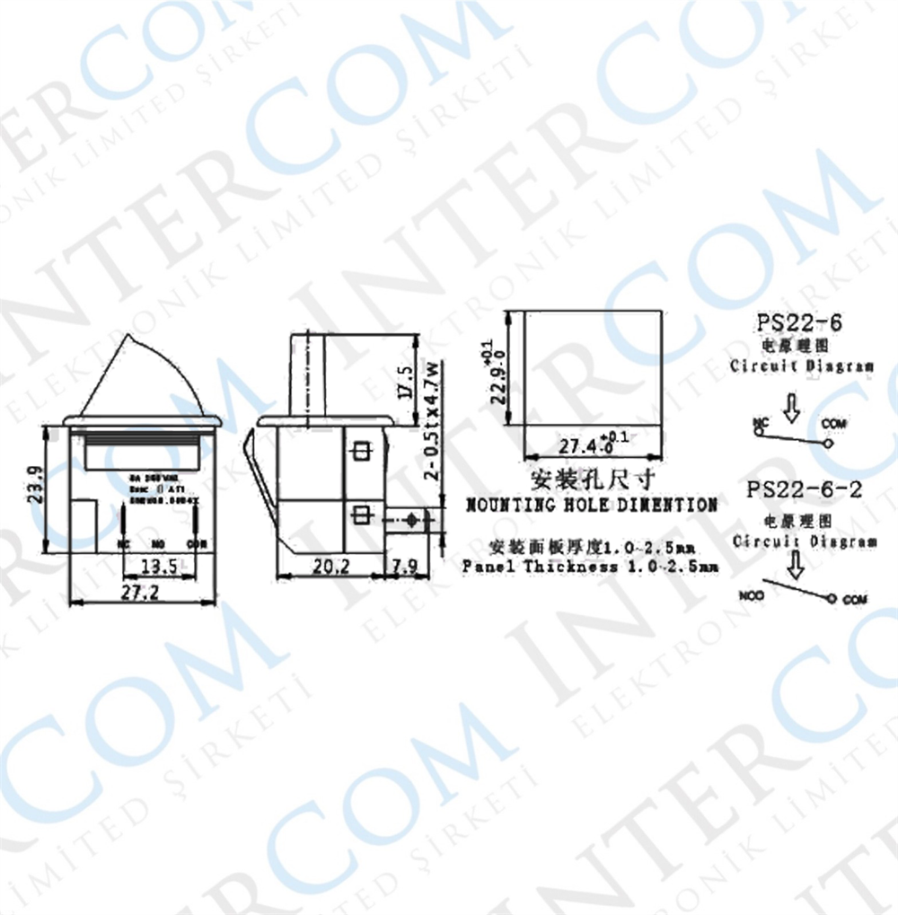 IC-187B KAPAK SWITCH (TERS) NORMALDE KAPALI KONTAK