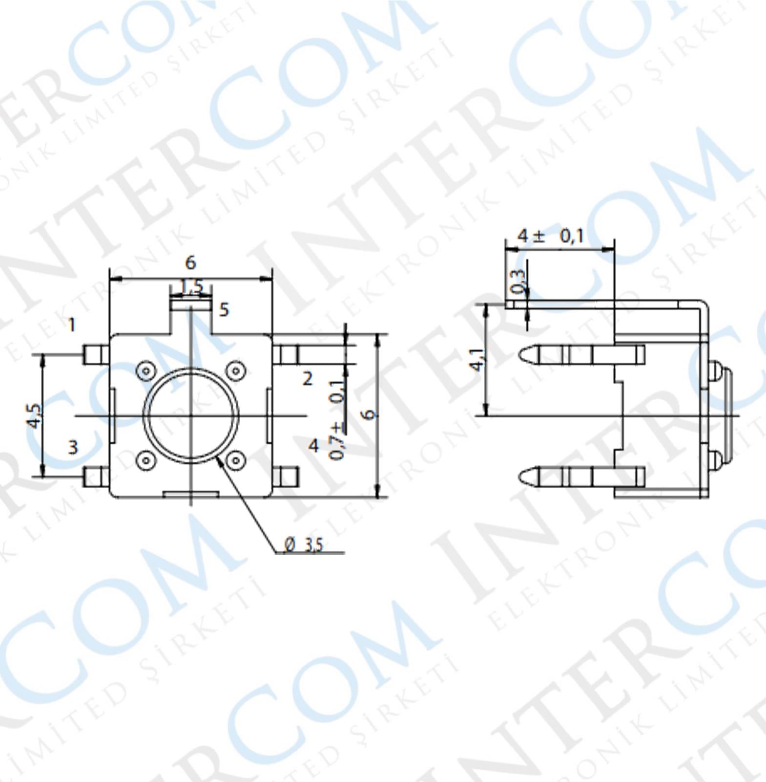 IC-200 Tact Switch 6x6 3,5mm Şaseli