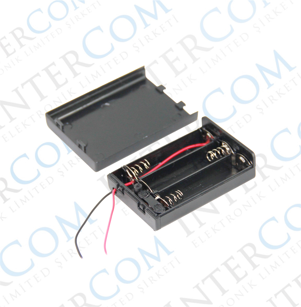 IC-233E Pil Yuvası 3 lü Kapaklı Switchli (AA)