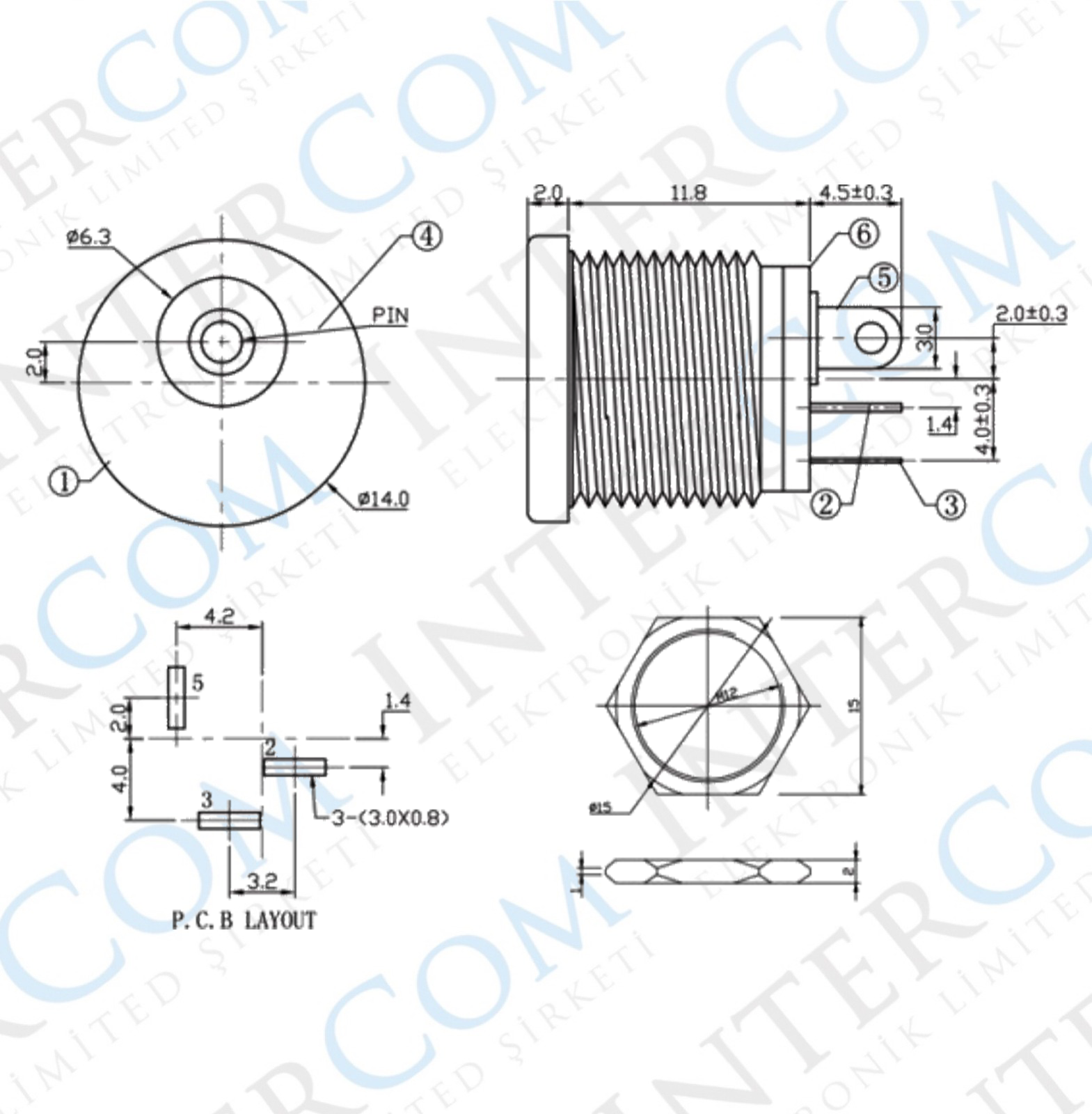 IC-257 DC Jak 2.1mm Somunlu Ø12mm