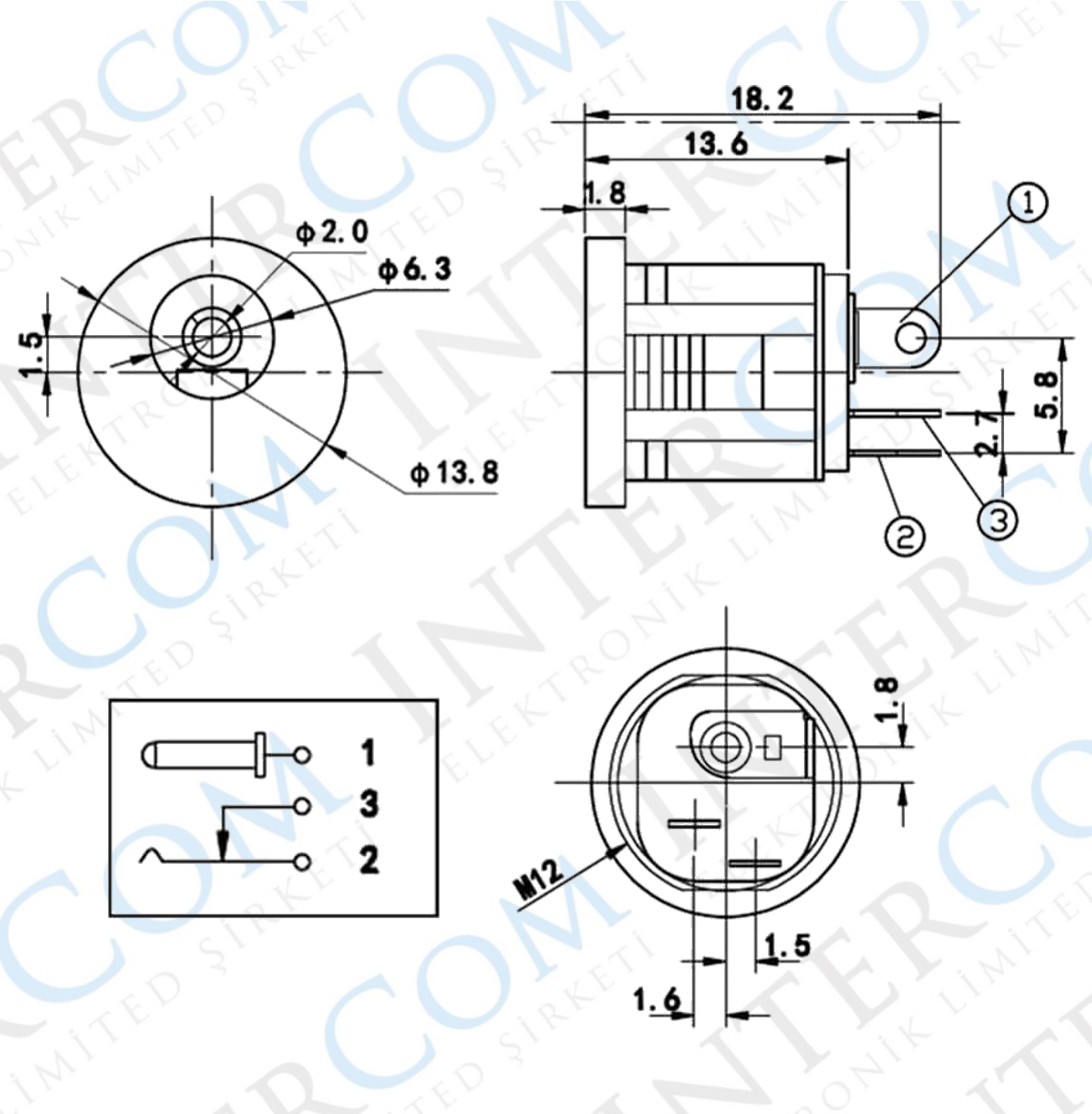 IC-257B DC Jak 2.1mm Geçmeli Tip