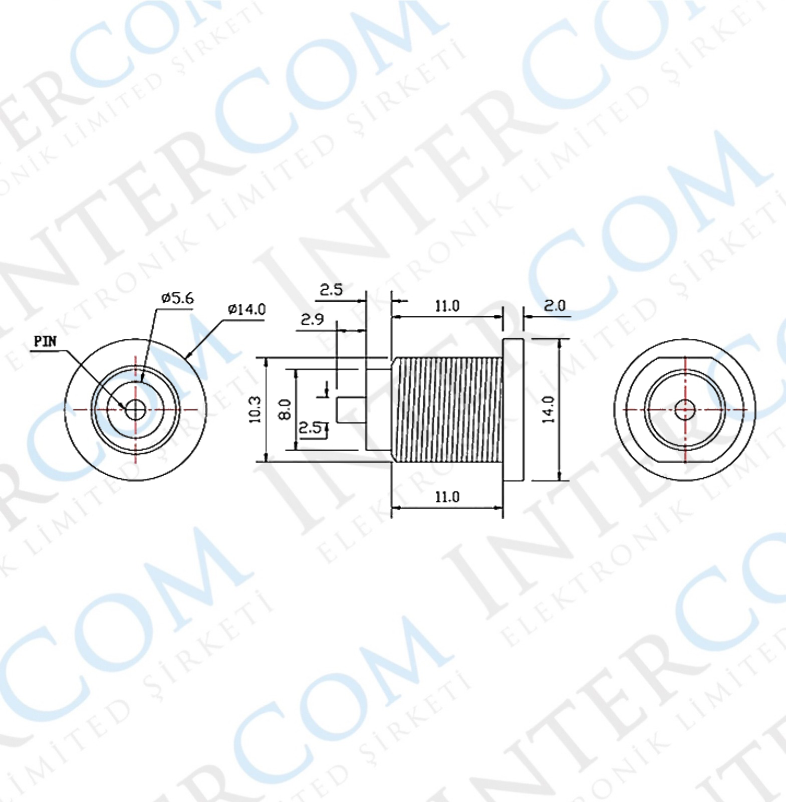 IC-258C DC Jak 2.1mm İçi Metal Ø12mm