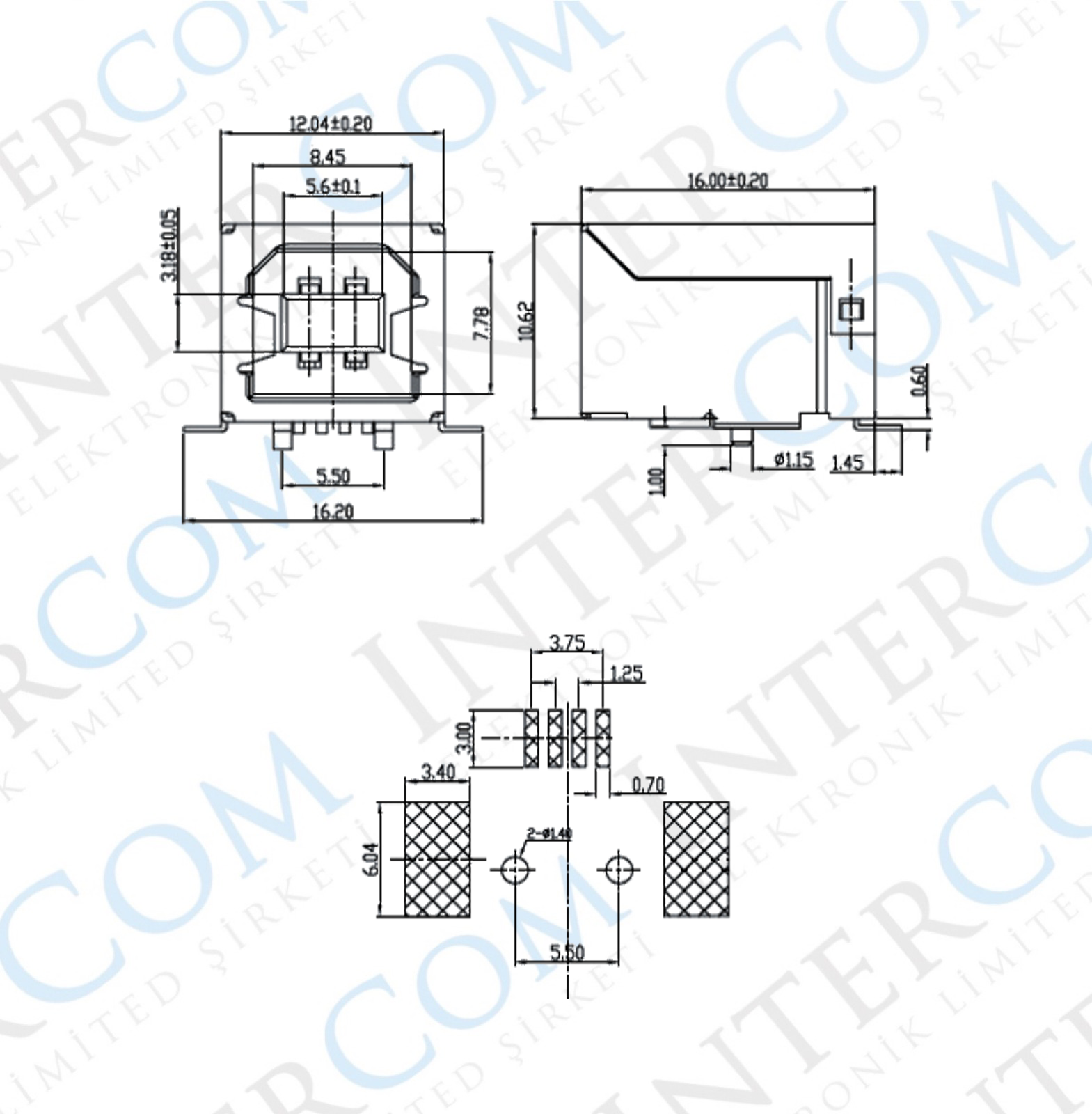IC-263A USB ŞASE B DİŞİ SMD