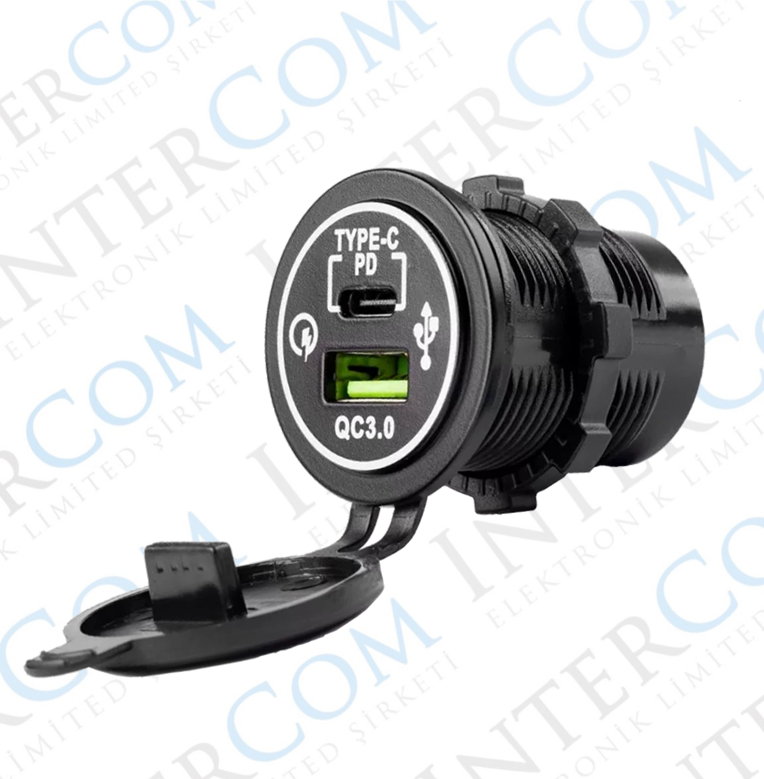 IC-266C-5 Pano Tipi USB 3.0 + Type-C Soket 12-24V - TYPE-C 30W - USB 18W