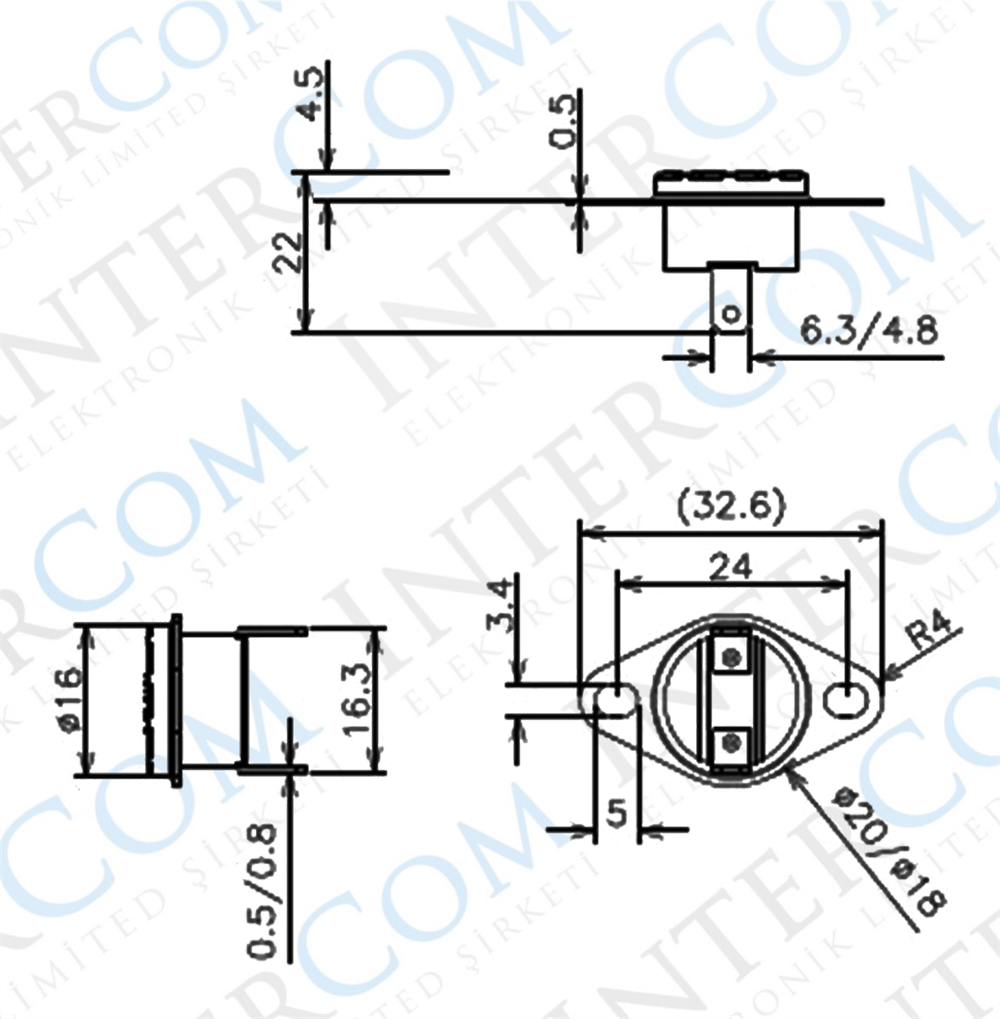 IC-269 Bi Metal Termostat Normalde Kapalı Kontak Seramik