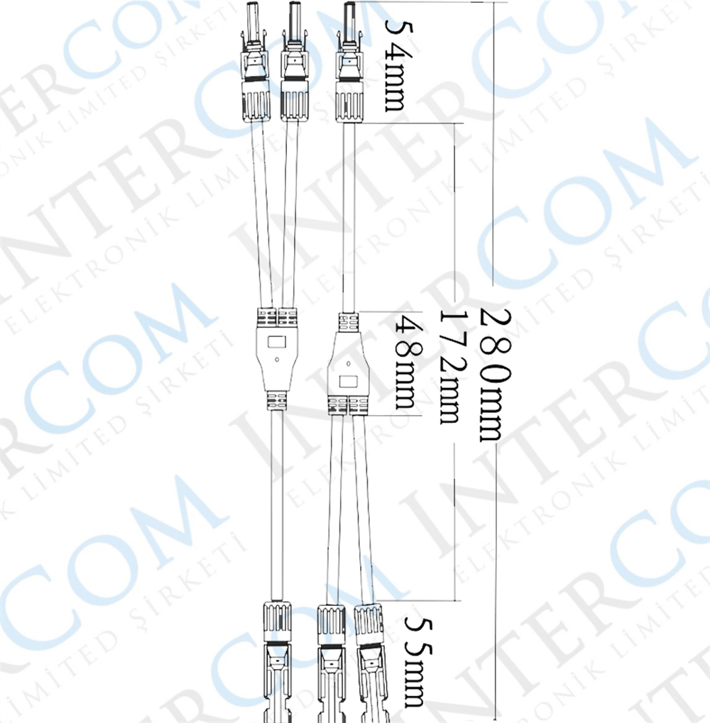 IC-273-2  MC4 Güneş Paneli Konnektörü 2li Kablolu Set