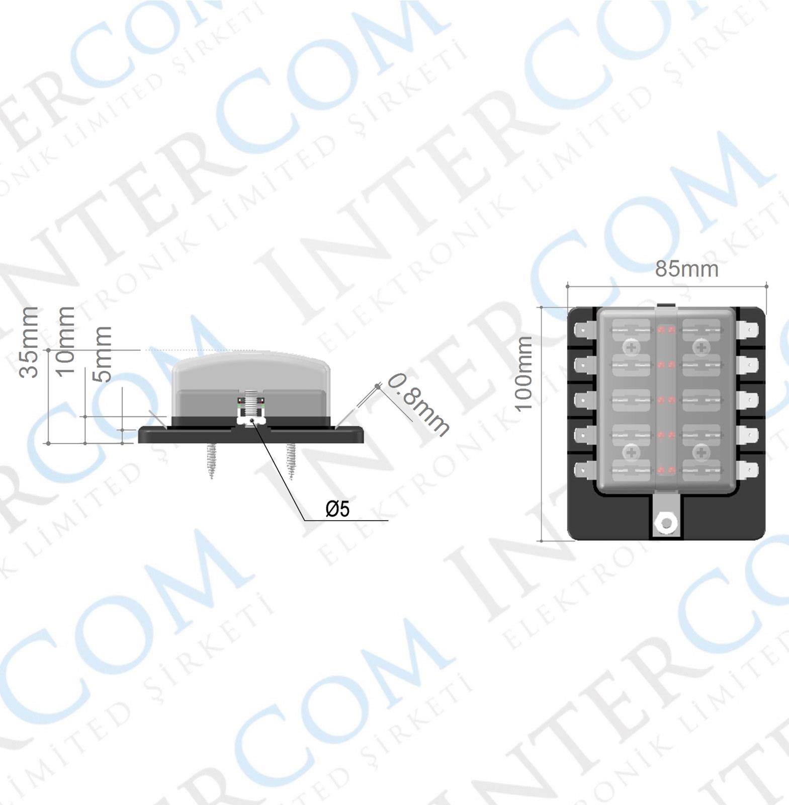 IC-276A-10 SİGORTA KUTUSU 10LU İKAZ IŞIKLI